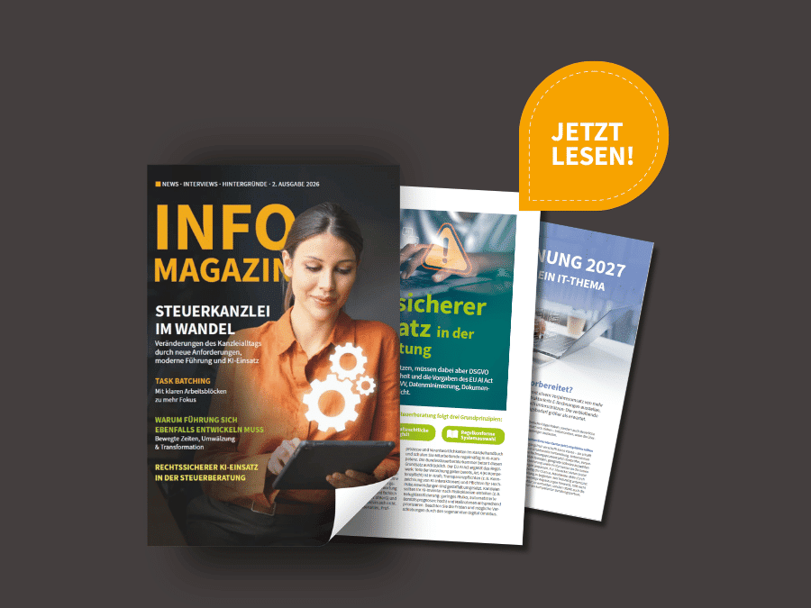 INFO-Magazin Ausgabe 02/2026 – Steuerkanzlei im Wandel, Titelmotiv